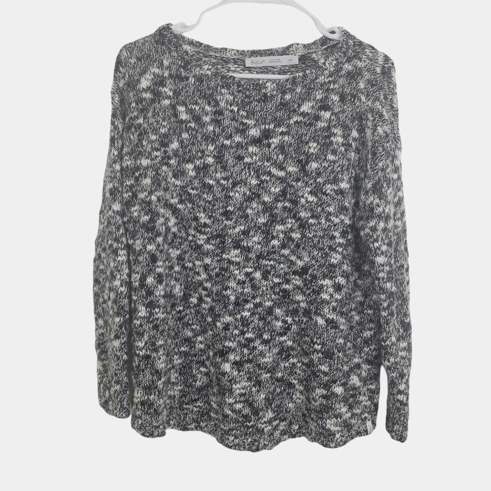 Woolrich Black White Alice Springs Wool Blend Pullover Sweater Medium